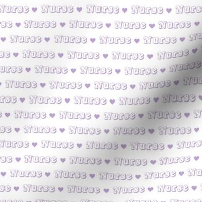 Nurse Love - Retro typography nurse love support text lilac purple on white