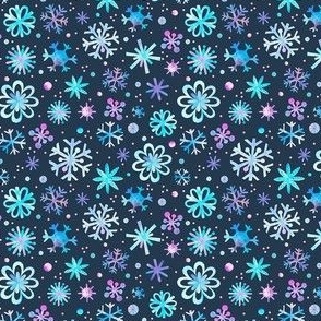 Small Snowflakes Fabric - Purple/Gray