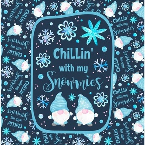 14x18 Panel Chillin' With My Snowmies Winter Watercolor Gnomes and Snowflakes for DIY Garden Flag Kitchen Hand Towel or Wall Hanging