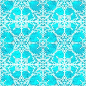 Crochet snow flakes - icy background