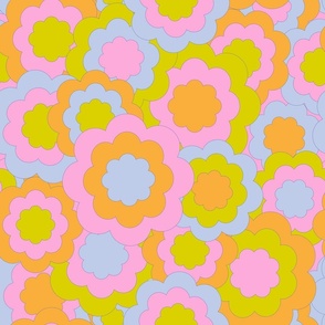 70s vibes groovy flowers - Large