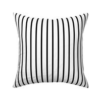 Narrow black stripes on white - vertical - 1/4 inch black stripe on white, 1 inch repeat.