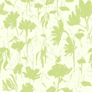 Bold textural  flowers silhouettes - lime green