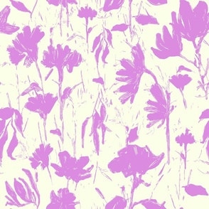 Bold textural  flowers silhouettes - magenta