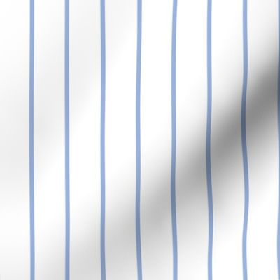 Narrow sky blue stripes on white - vertical - 1/8 inch sky blue stripe on white, 1 inch repeat.