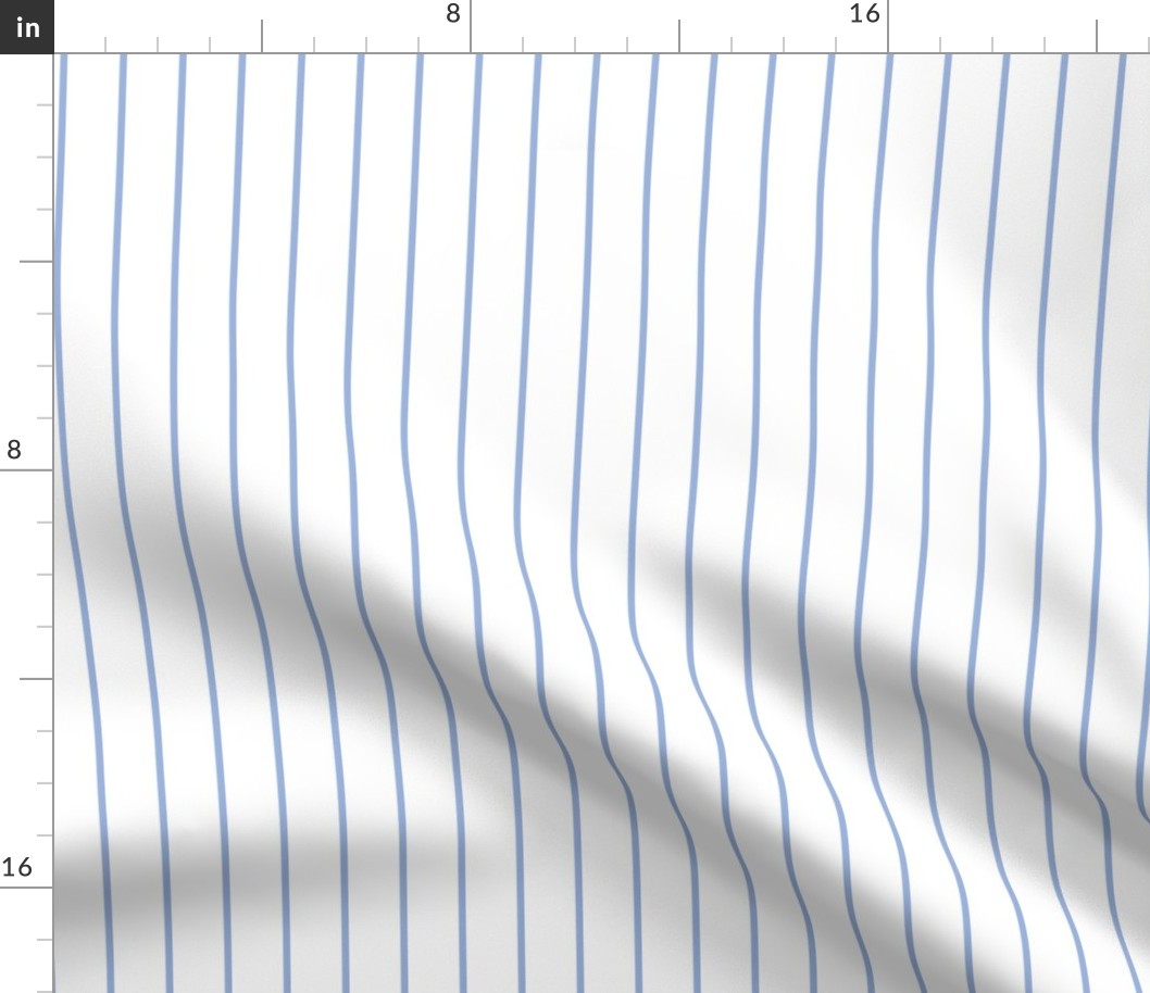 Narrow sky blue stripes on white - vertical - 1/8 inch sky blue stripe on white, 1 inch repeat.