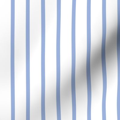 Narrow sky blue stripes on white - vertical - 1/4 inch sky blue stripe on white, 1 inch repeat