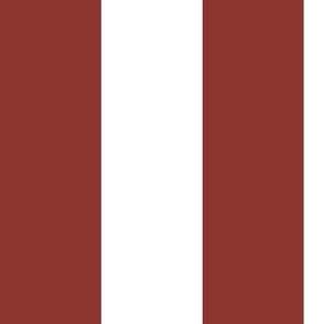 CUSTOM 5 per cent lowered 2.5 inch Pantone Red Ochre and white stripes - vertical