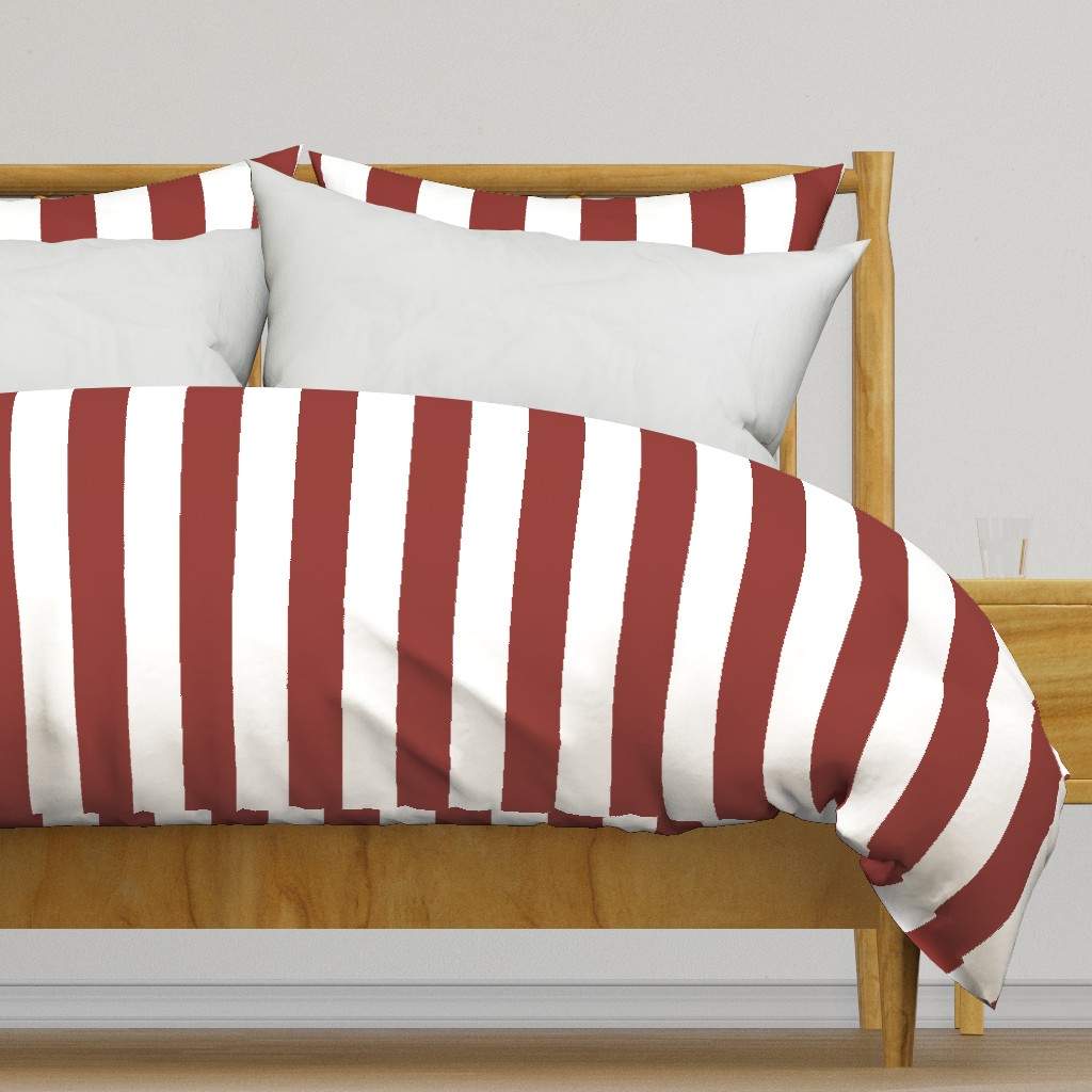2.5 inch Pantone Red Ochre and white stripes - vertical