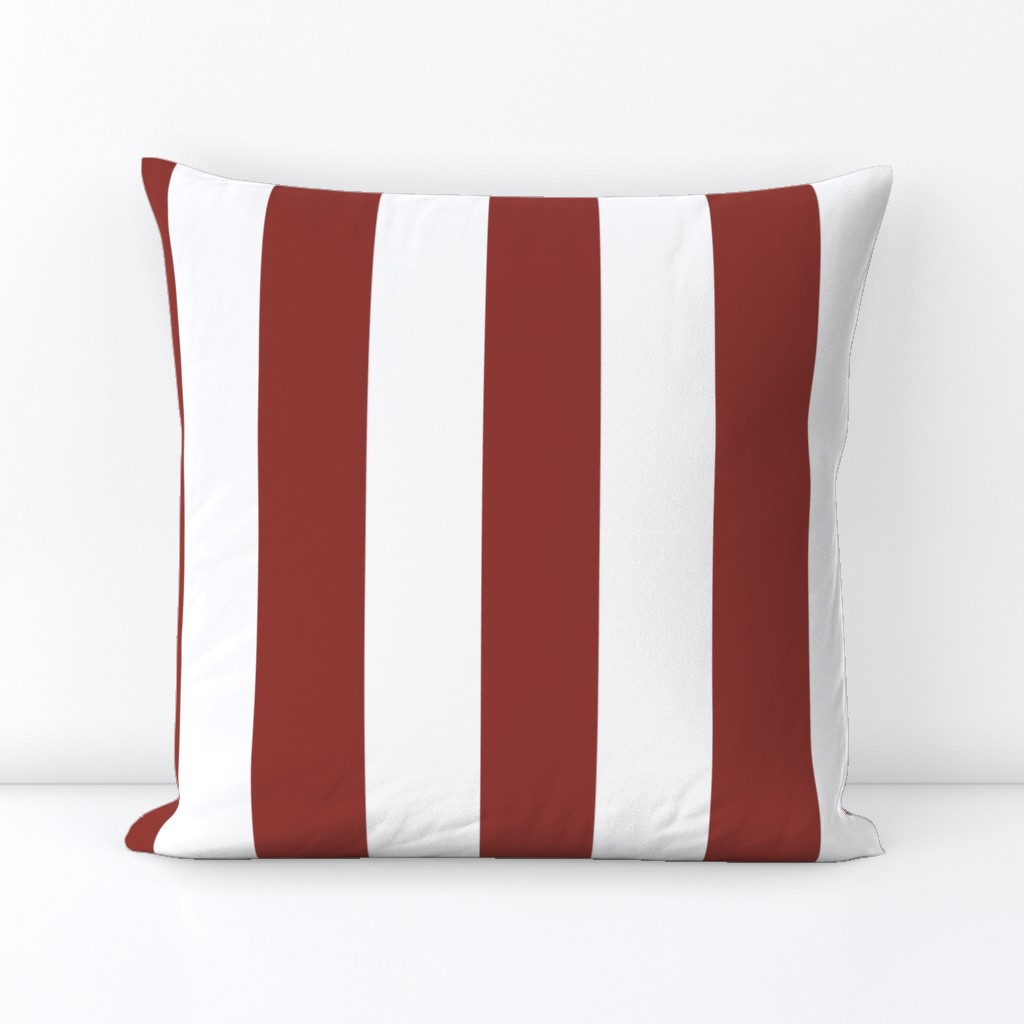 2.5 inch Pantone Red Ochre and white stripes - vertical