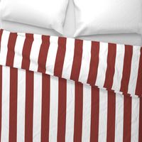 2.5 inch Pantone Red Ochre and white stripes - vertical