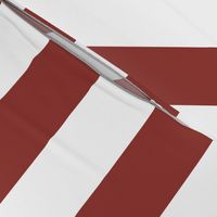 2.5 inch Pantone Red Ochre and white stripes - vertical