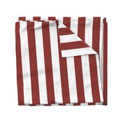 2.5 inch Pantone Red Ochre and white stripes - vertical