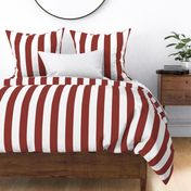 2.5 inch Pantone Red Ochre and white stripes - vertical