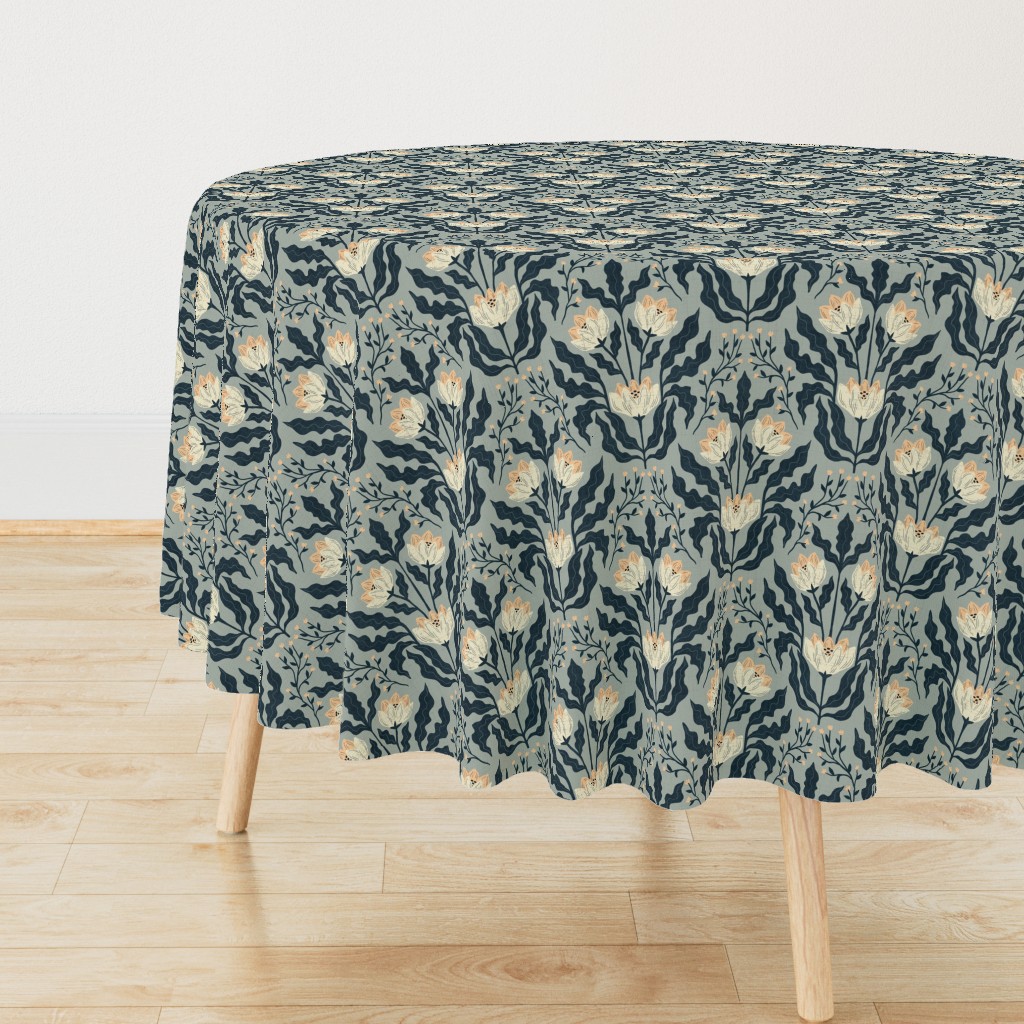 Berty - Modern Victorian damask - french grey