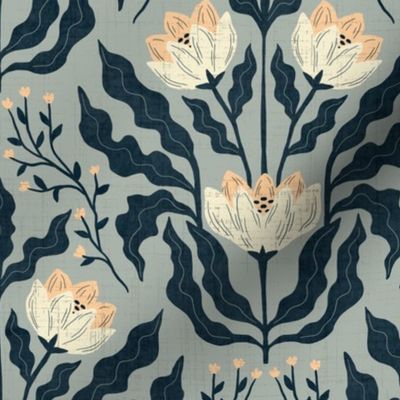 Berty - Modern Victorian damask - french grey