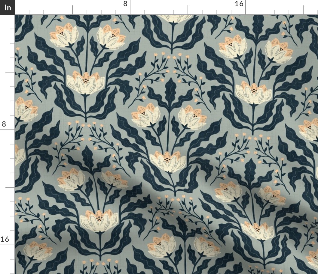 Berty - Modern Victorian damask - french grey