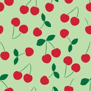 Cherries color on pale green (large)
