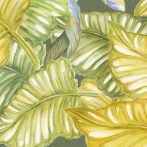 Wild Tropical Jungle Leaves-yellow green