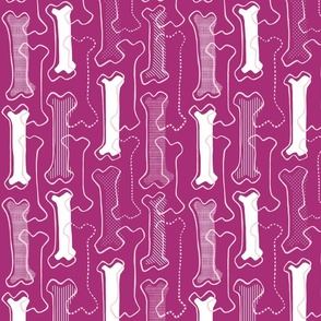 Ghostly Bones - dark pink - small scale - abstract bones, boneyard, bone pattern, dog bones, pink bones