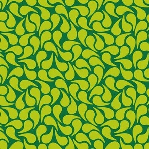 Droplets -- Chartreuse on Green Groovy Abstract Graphic Geometric Paisley Shape