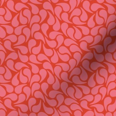Droplets -- Pink Salmon Peach on Orange Groovy Abstract Graphic Geometric Paisley Shape