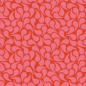 Droplets -- Pink Salmon Peach on Orange Groovy Abstract Graphic Geometric Paisley Shape