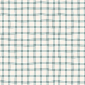 large scale Wobbly Gingham Plaid Check  in Blue