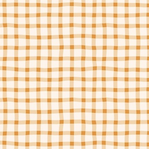 large scale Wobbly Gingham PLaid Check  in Butterscotch Tan