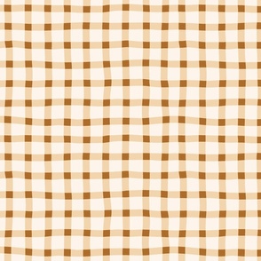 large scale Wobbly Gingham Plaid Check  in Copper Tan