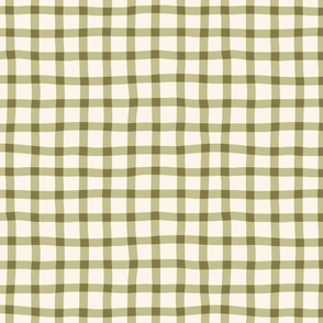 large scale Wobbly Gingham Plaid Check  in Green