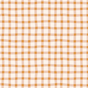 large scale Wobbly Gingham Plaid Check  in Pink   Orange