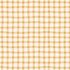 large scale Wobbly Gingham Plaid Check in Yellow Tan