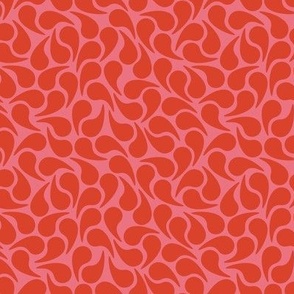 Droplets -- Orange on Pink Salmon Peach Groovy Abstract Graphic Geometric Paisley Shape