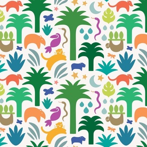 Jungle Silhouettes - Multi-color on white