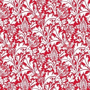 William Morris Thistle on Red  Small