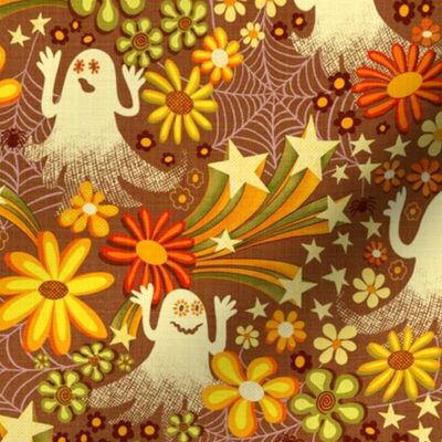 Groovy retro halloween- brown- medium scale 