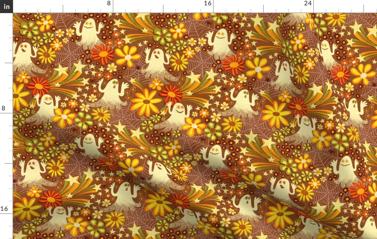 Groovy retro halloween- brown- medium scale 