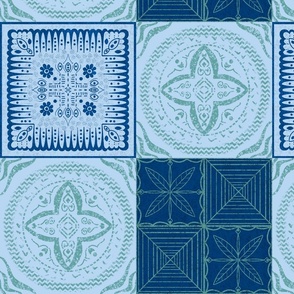 cheater quilt - blue-  medium Scale