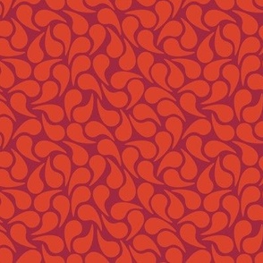 Droplets -- Orange on Maroon Brick Red Purple Groovy Abstract Graphic Geometric Paisley Shape