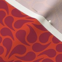 Droplets -- Maroon Brick Red Purple on Orange Groovy Abstract Graphic Geometric Paisley Shape