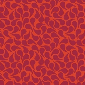 Droplets -- Maroon Brick Red Purple on Orange Groovy Abstract Graphic Geometric Paisley Shape