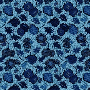 Climbing chintz flowers - Flowering vines – Blue flowers on and Light blue background