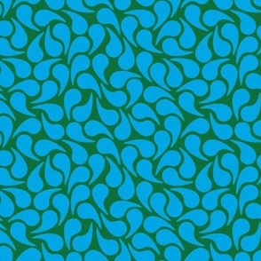 Droplets -- Turquoise Blue on Emerald Green  Groovy Abstract Graphic Geometric Paisley Shape