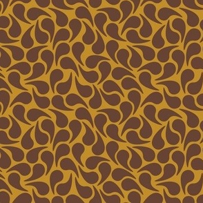 Droplets -- Brown on Gold  Groovy Abstract Graphic Geometric Paisley Shape