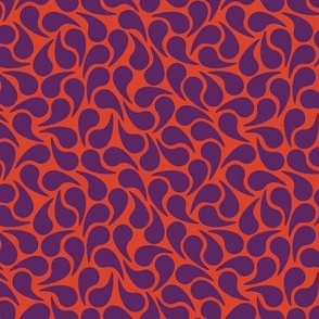 Droplets -- Purple on Orange  Groovy Abstract Graphic Geometric Paisley Shape