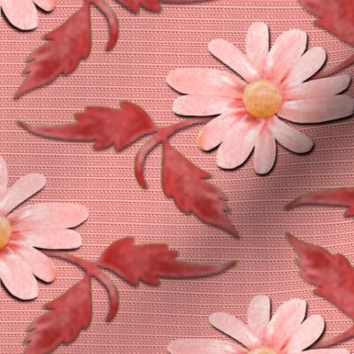 Simple Pink Daisies with Pink Leaves