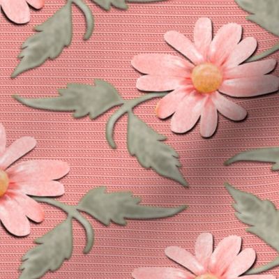 Simple Pink Daisies with Light Gray Leaves