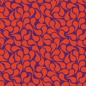 Droplets -- Orange on Purple  Groovy Abstract Graphic Geometric Paisley Shape