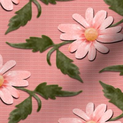 Simple Pink Daisies with Dark Gray Leaves